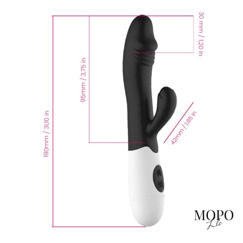 MOPO LLC Realistic Rabbit Vibrator Dildo for Women Vaginal Health G Spot Vibrator, Waterproof G Spot Stimulator for Beginners Rechargeable Adult Toys Black