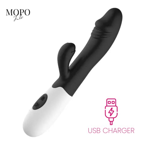 MOPO LLC Realistic Rabbit Vibrator Dildo for Women Vaginal Health G Spot Vibrator, Waterproof G Spot Stimulator for Beginners Rechargeable Adult Toys Black