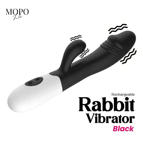 MOPO LLC Realistic Rabbit Vibrator Dildo for Women Vaginal Health G Spot Vibrator, Waterproof G Spot Stimulator for Beginners Rechargeable Adult Toys Black