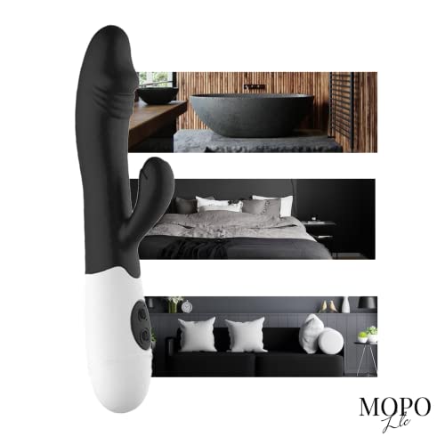 MOPO LLC Realistic Rabbit Vibrator Dildo for Women Vaginal Health G Spot Vibrator, Waterproof G Spot Stimulator for Beginners Rechargeable Adult Toys Black